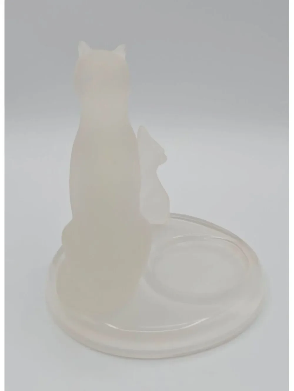 Retired PartyLite Frosted Glass Wolf Family Tealight Candle Holder
